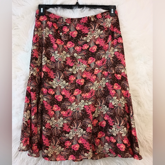 Nicole Miller Pink and Brown Tan A Line Skirt Size 6 - Picture 7 of 9